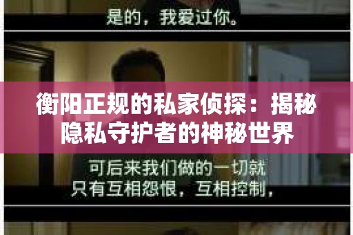 衡阳正规的私家侦探：揭秘隐私守护者的神秘世界