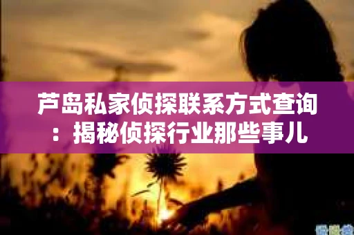 芦岛私家侦探联系方式查询：揭秘侦探行业那些事儿
