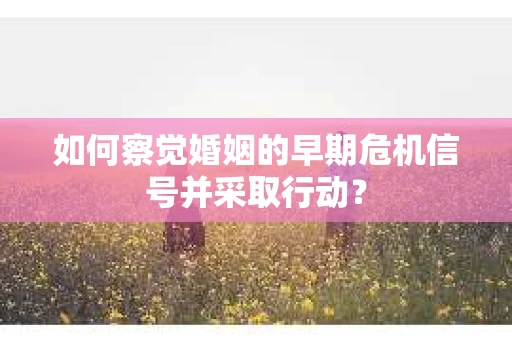 如何察觉婚姻的早期危机信号并采取行动？
