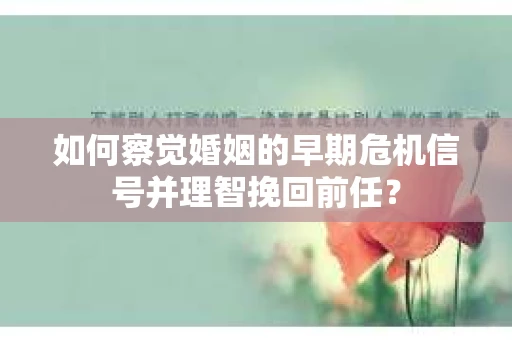 如何察觉婚姻的早期危机信号并理智挽回前任？